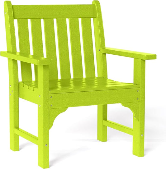 Costaelm Outdoor Dining Arm Chair, Patio HDPE Garden Dining Table Chair, Poly Lumber Waterproof Restaurant Bistro Farmhouse Chairs for Outside Porch Backyard, Lime