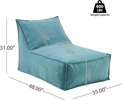 Christopher Knight Home Venny 48" L Outdoor Bean Bag Chair Set of 2, Fabric Bean Bag Chair for Adults and Kids, Indoor/Outdoor Sun Lounger, Patio Lounge Chair Set of 2, Teal