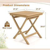 Tangkula 27.5 Inch Teak Wood Patio Dining Table, Square Outdoor Bistro Table with Slatted Tabletop - Photo 3