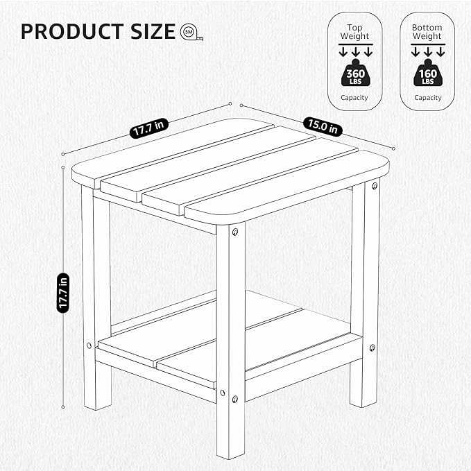 SERWALL Double Adirondack Side Table End Table Set of 6- Tiffany