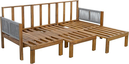 LUMISOL Outdoor Patio Day Bed Sofa, 3 Seat Convertible Sleeper Sofa for Poolside Backyard, Patio Furniture Lounge Couch with Cushion, Beige