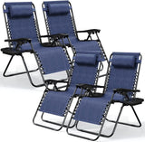 Nestl Zero Gravity Chairs Set of 4, Patio Lounge Chair Outdoor with Pillows & Cup Holder Trays - Photo 1