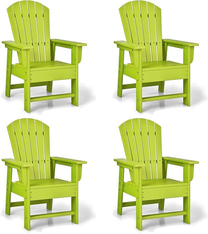Giantex Adirondack Chair, Kids HDPE Patio Lawn Chair with Ergonomic Backrest for Deck, Porch, Backyard, Poolside, Indoor, Weather Resistance Toddler Outdoor Chair (4, Green)