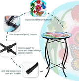 12 Inch Round Butterfly Glass Side Table, Patio Small Table, Outdoor Side Table, Outdoor Bar Table - Photo 4