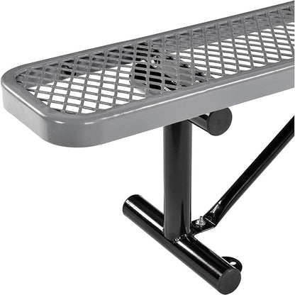 Global Industrial 8'L Heavy Duty Expanded Metal Mesh Flat Bench with Steel Frame, Portable Outdoor Bench, 1000 lbs Capacity, Gray, 96" L x 14-1/2"W x 18" H