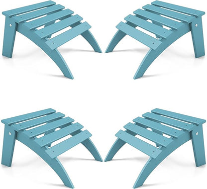 FOOWIN Folding Adirondack Ottoman Set of 4, HDPE All Weather Adirondack Footrests, Ottoman for Adirondack Chair,Patio Footstool for Outside Easy Storage,for Patio, Backyard, Porch, Garden, Light Blue