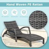 Chaise Lounge Chairs Outdoor Set of 4, Comfy Outside Wicker Patio Pool Lounge Chair w/ 5 Adjustable Back Angle - Photo 4