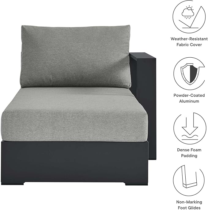 Modway Tahoe Powder-Coated Aluminum Outdoor Chaise Lounge Gray with Weather-Resistant Cushions - Photo 8