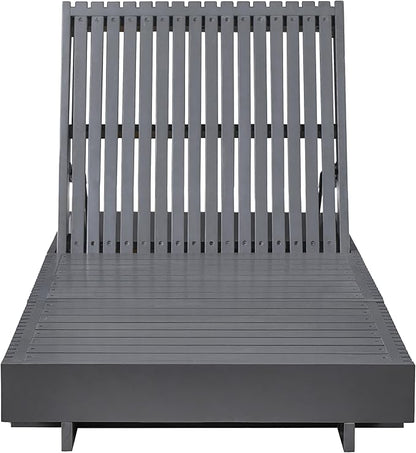 Christopher Knight Home Habery Acacia Wood Chaise Lounge Chair Outdoor with Cushion, Solid Wood Patio Chaise Lounge, Poolside Sun Lounger, Adjustable Backrest Sunbathing Chair, Gray+Cream
