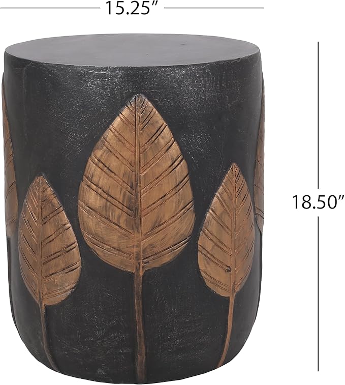Outdoor Side Table Concrete End Table Round Drum Side Tables Antique Small Coffee Tables for Indoor Outdoor - Photo 2