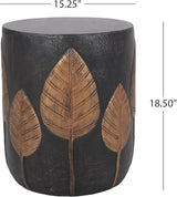 Outdoor Side Table Concrete End Table Round Drum Side Tables Antique Small Coffee Tables for Indoor Outdoor - Photo 2