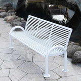 2-3 Seater Metal Garden Bench, All-Weather Park Bench Chair with Backrest - Photo 2