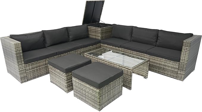 Quarte 8 Piece Patio Wicker Sectional Sofa Set - Photo 8