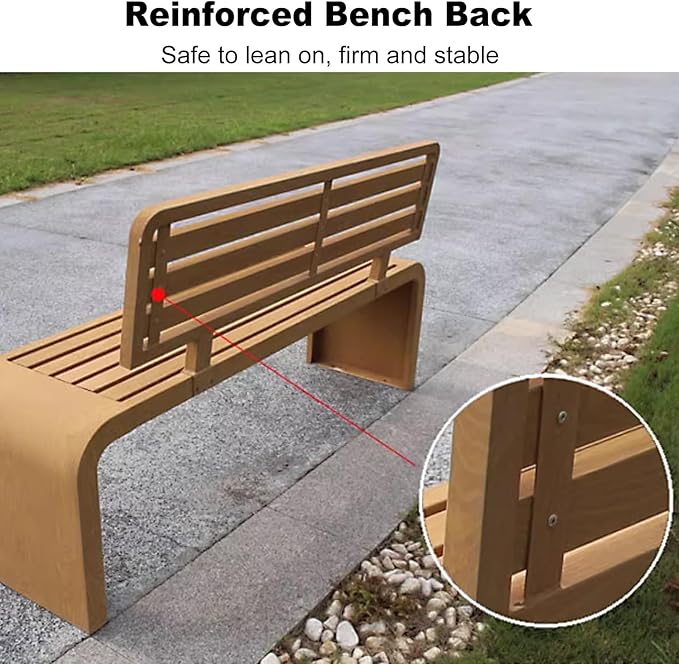 Metal Garden Benches for Outdoors, Multiperson Outdoor Benches Weatherproof, Slatted Design with Backrest for Garden, Balcony, Porch, Park(Brown,120x40x80 cm/47x16x31 in)