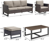 Rilyson Wicker Outdoor Patio Furniture Set - 6 Piece Patio Conversation Set with 2 Swivel Rocker Chairs - Photo 2