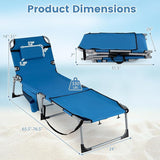 Goplus Tanning Chair with Face Arm Holes, Portable Sunbathing Chair w/4-Level Backrest, Head Pillow - Photo 3