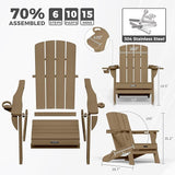 Folding Adirondack Chair with Wood Texture, HDPE All-Weather Fire Pit Chairs - Photo 3