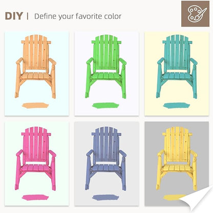 Outdoor Wooden Rocking Chair, Patio Rustic Adirondack Porch Rocker, All Weather Solid Wood Log Rocker Chair with High Back & Slatted Seat for Indoor, Deck, Backyard, Garden, Natural