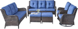 Rilyson Wicker Patio Furniture Set - 6 Piece Rattan Outdoor Sectional Conversation Sets with 2 Rocking Swivel Chairs - Photo 2