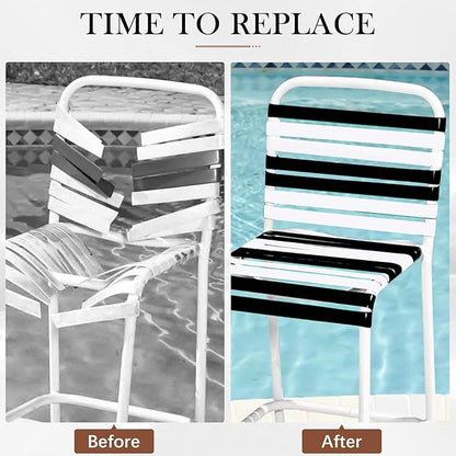 LukLoy Vinyl Straps for Patio Chair Repair 2'' Wide 10Ft Long Straps + 20 Rivets, Cuttable Replacement Straps for Outdoor Lawn Deck Pool Balcony Beach Furniture Chaise Lounge Repair, Black