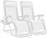 Best Choice Products Set of 2 Adjustable Steel Mesh Zero Gravity Lounge Chair Recliners w/Pillows and Cup Holder Trays - Photo 1