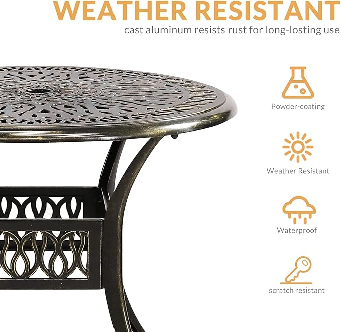 Outdoor Cast Aluminum Patio Table - Photo 3