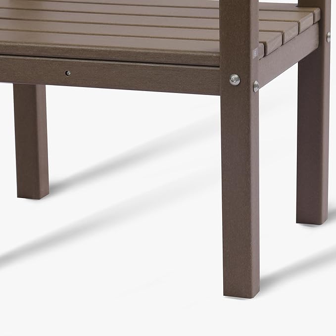 WestinTrends Malibu 36" Outdoor Adirondack HDPE 2-Tier Patio Side Table, Dark Brown - Photo 8