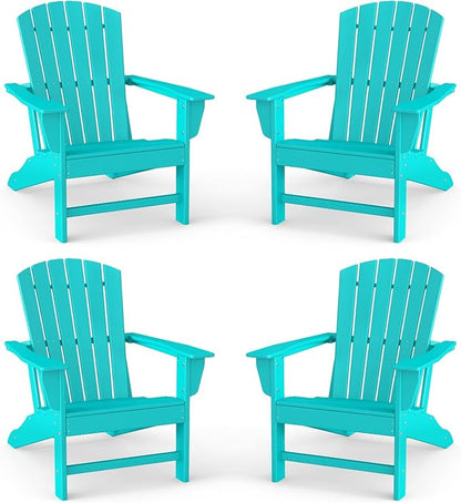 BRIOPAWS Adirondack-Chairs-Set of 4 | Fire Pit Chair | Oversized | HDPE Plastic | Weather Resistant | for Deck Outdoor Poolside Campfire | Aqua