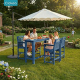 Ciokea 3 Pcs Outdoor Bar Height Table Set, 60" Extra Long Rectangle High Top Table and 2 Oversized Adirondack Chairs - Photo 2