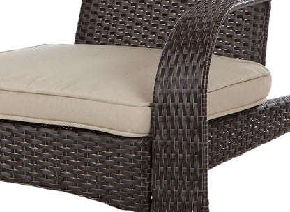 Balkene Home 61469 Coconino Wicker Lounge Chair All Weather Wicker Beige Cushion Armchair Lightweight Durable Adirondack Style Chair Beautiful Mocha Finish