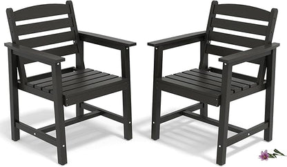 Anbuy Patio HDPE Dining Table Sets, Patio Dining Chairs Set of 2 - HDPE Outdoor Dining Chair for Various Scenes in Outdoor, Dining Room, Garden (Black)