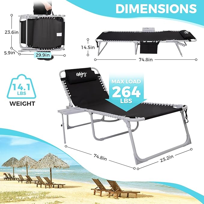 #WEJOY 2 Pack Outdoor Chaise Lounge Chair - Portable Folding Patio Pool Lounge Chair - Photo 3
