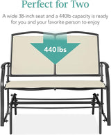 Best Choice Products 2-Person Outdoor Patio Swing Glider Steel Bench Loveseat Rocker for Deck, Porch w/Textilene Fabric - Photo 6