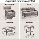 Swivel Patio Chairs sofa Set of 5 with 6" Thick Cushion - Wicker Outdoor Swivel Rocker Patio Chair - Photo 2