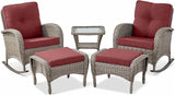 Belord 5 Piece Patio Rocking Chairs Furniture Set - Outdoor Wicker Furniture with Ottomans and Side Table - Photo 2