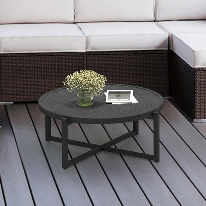 COSIEST Small Round Outdoor Coffee Table Dark Grey - Photo 3