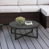 COSIEST Small Round Outdoor Coffee Table Dark Grey - Photo 3
