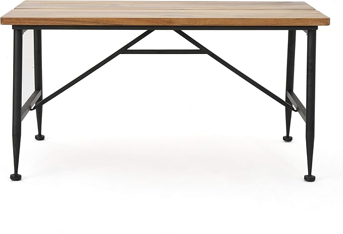 Christopher Knight Home Ocala Outdoor Industrial Wood Coffee Table with Iron Accents, Black / Antique Finish