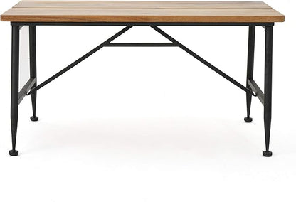 Christopher Knight Home Ocala Outdoor Industrial Wood Coffee Table with Iron Accents, Black / Antique Finish