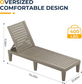 2 Patio Lounge Chair, Resin Outdoor Chaise Lounge with Waterproof Design & Lightweight Frame - Photo 3