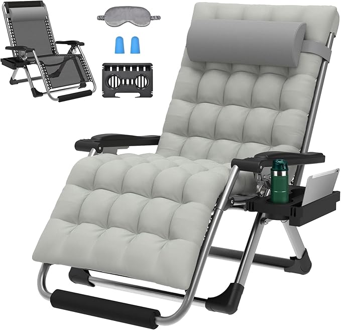 ZENPETIO Oversized Zero Gravity Chair, 33In XXL Zero Gravity Recliner Lounge Chair - Photo 1