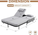 BULEXYARD 51.2" Double Chaise Lounge Outdoor, 2-Person PE Wicker Patio Daybed with Dual 5-Position Adjustable Backrest - Photo 2