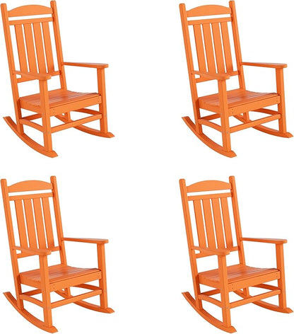 WestinTrends Malibu Malibu Outdoor Patio Poly Classic Porch Rocking Chair (Set of 4), Orange