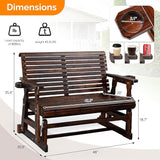 VINGLI Wooden Patio Glider, Heavy Duty 800 LBS Outdoor Glider with Cup Holders - Photo 3