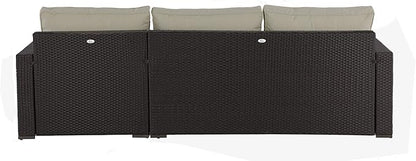 Serta Laguna Brown Resin Wicker Outdoor Patio Furniture Collection, Easy Assembly, Porch or Pool, Storage Sectional Brown Wicker