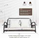 HAPPYGRILL Wicker Porch Swing, 2-Person Outdoor Patio Hanging Chair with Cushions, Metal Frame - Photo 9