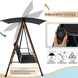Tangkula 2 Person Porch Swing, Patio Swing with Adjustable Canopy, Comfortable Fabric Seat & Heavy-Duty Steel Frame - Photo 6