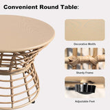 Swivel Chairs for Outside Patio Set of 3, 360 Degree Swivel Pe Wicker Luxury Lounger Chair with 20" Side Table - Photo 4
