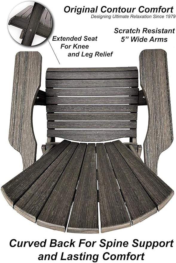 DuraWeather Poly® Classic King Size Folding Adirondack Chair (Coastal Grey)