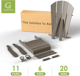 GREENVINES Adirondack-Chairs-with-Ottoman | Set of 4 | Wood Grain | Folding | Retractable-Footrest | HDPE Plastic - Photo 6